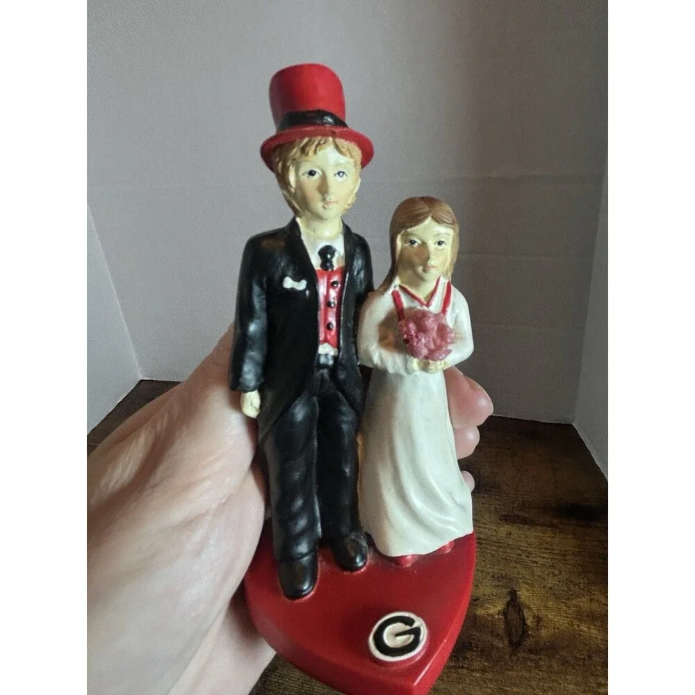 Georgia Bulldogs Bride Groom Wedding Cake Topper Figurine UGA Dawgs G Logo Decor